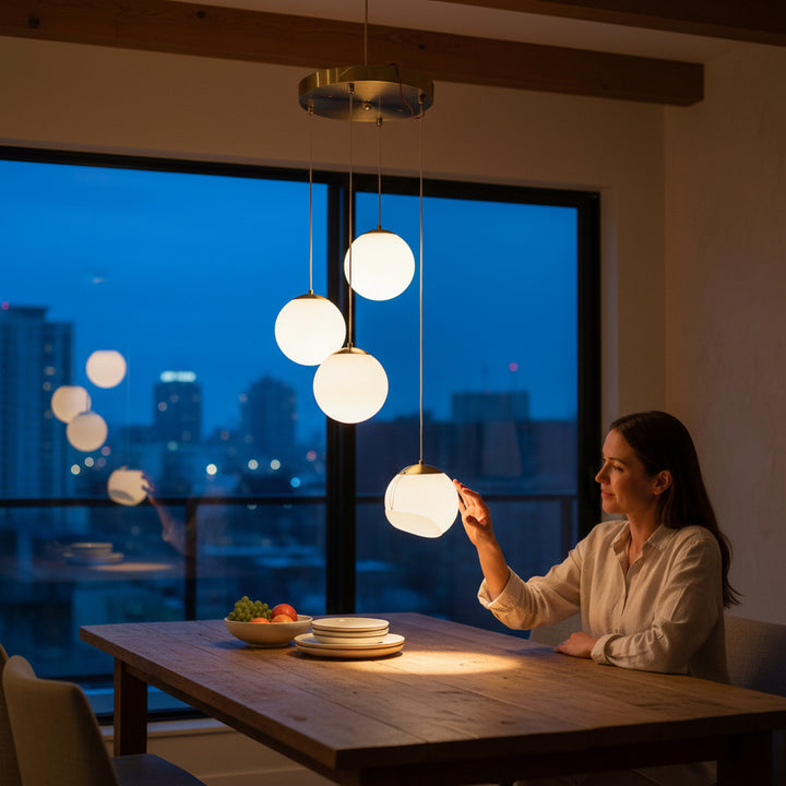 Luna Orbit Glass Bowl Chandelier