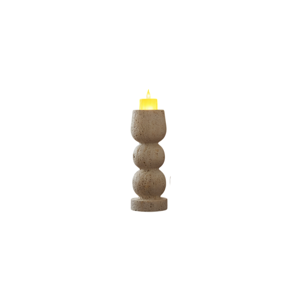 Timeless Grace Travertine Candle Accent