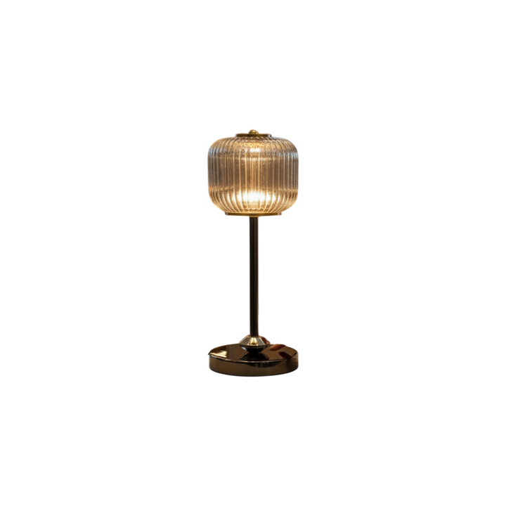 Celestia Modern Brass LED Table Lamp with Artistic Glass Top