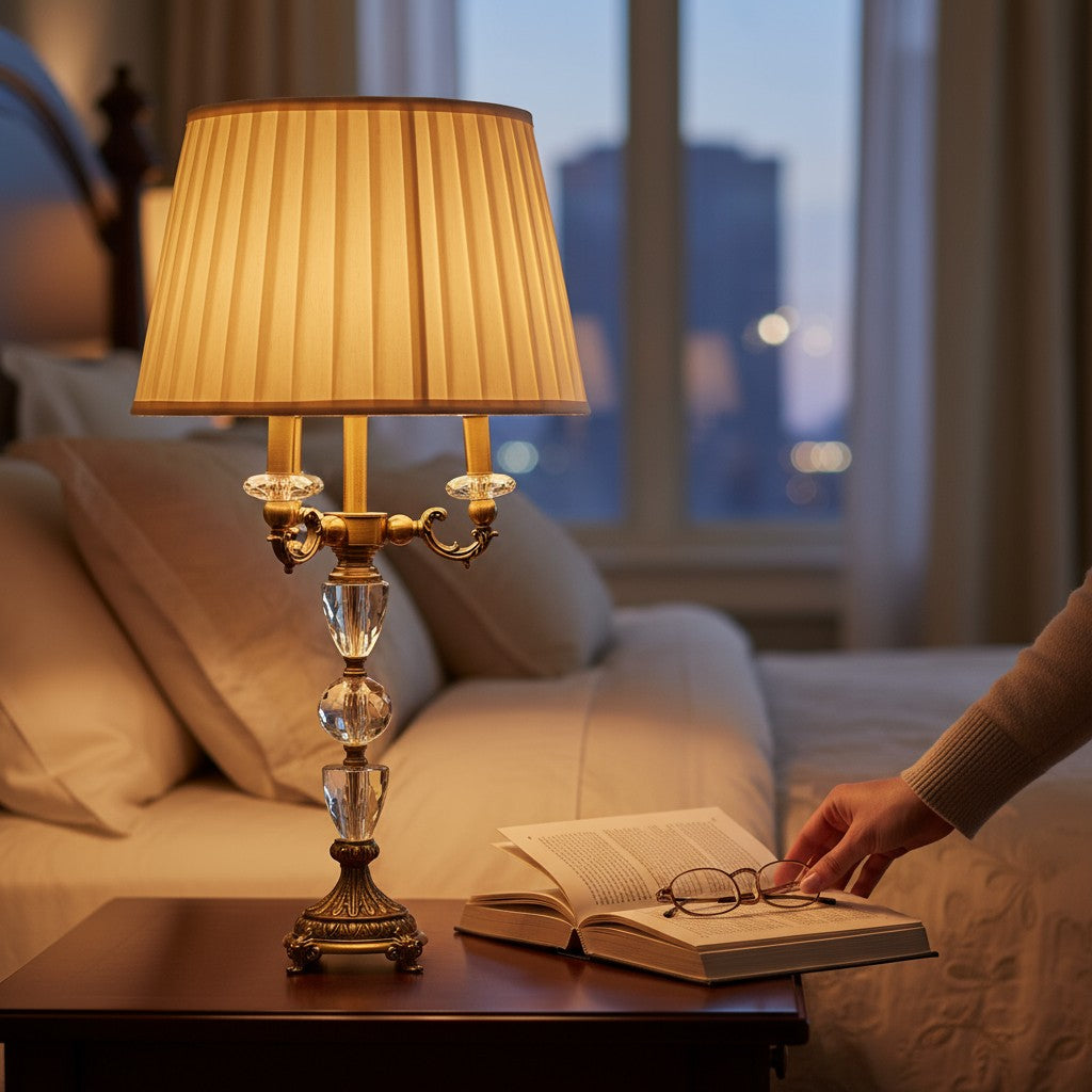 Opaline Luxe Brass & Crystal Table Lamp