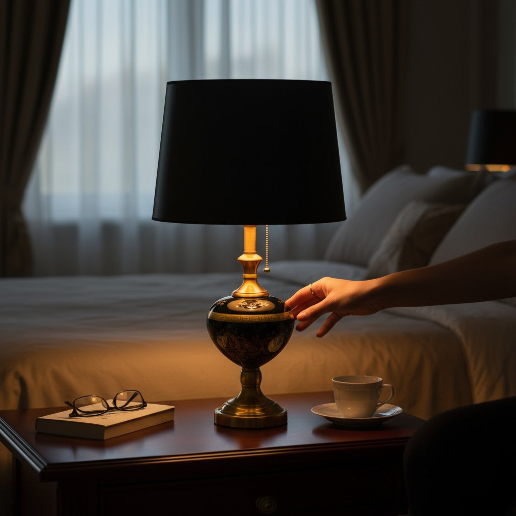 Luna Versace Pearl Black Glass Table Lamp
