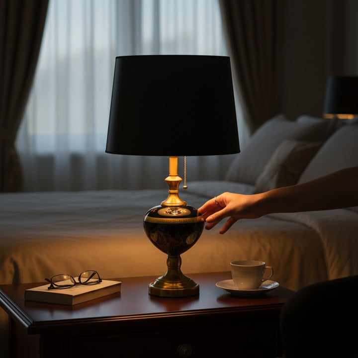 Luna Versace Pearl Black Glass Table Lamp
