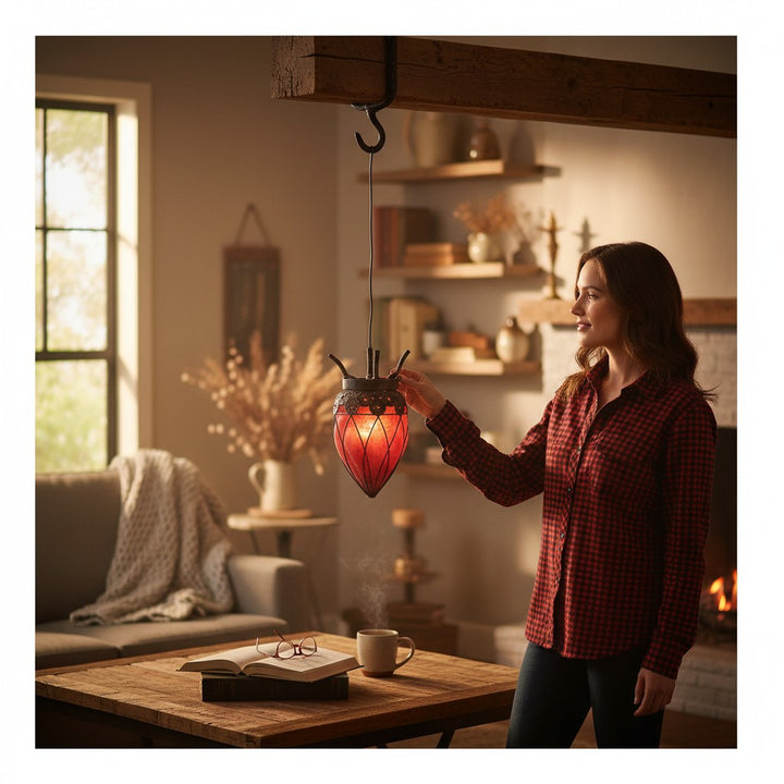 Ethereal Glow Blown Glass and Wrought Iron Lantern