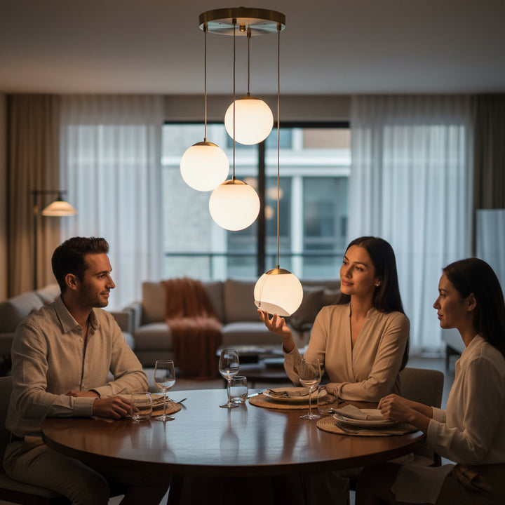 Luna Orbit Glass Bowl Chandelier