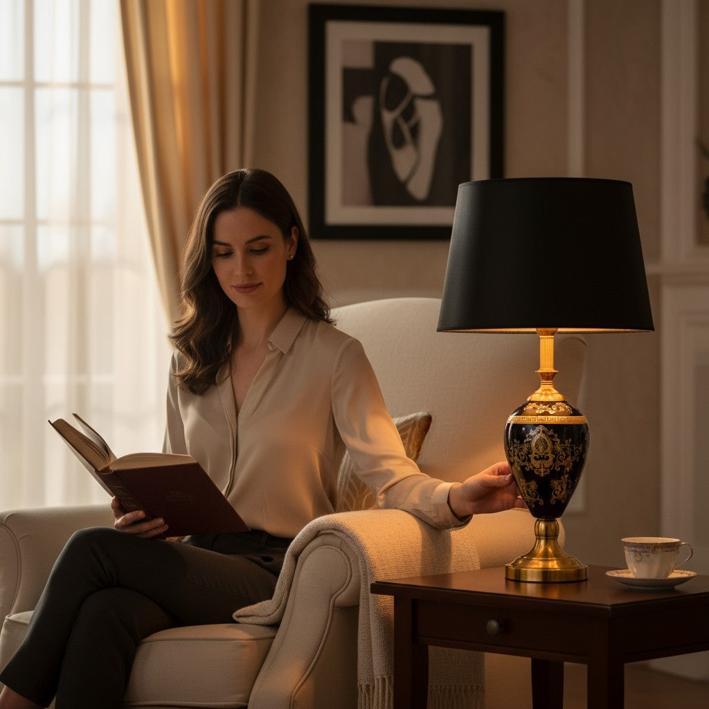 Medusa Royale Black Glass Side Table Lamp