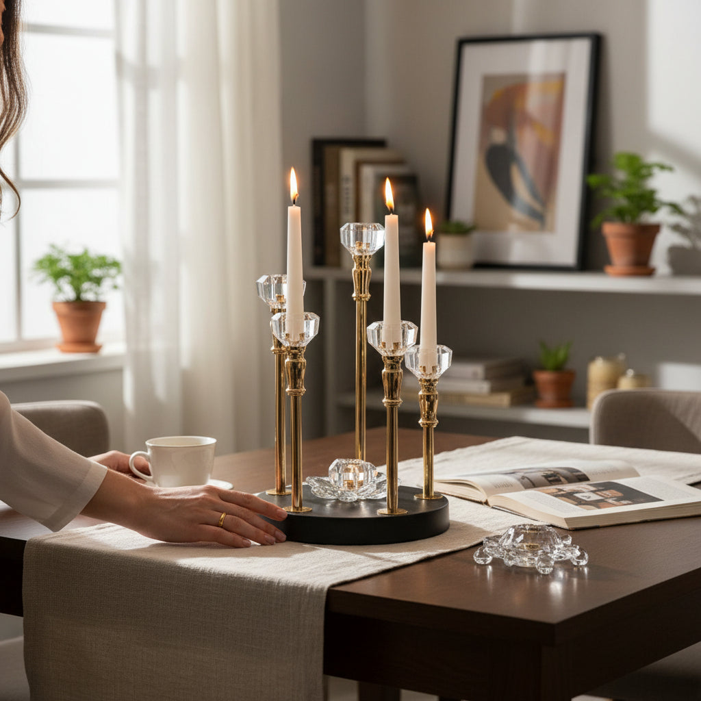 Antique Style Vintage Brass Candle Holder