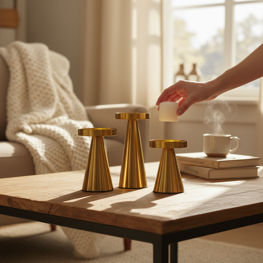 Glow Metallic Lotus Candle Stand