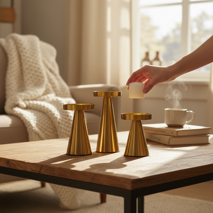 Glow Metallic Lotus Candle Stand