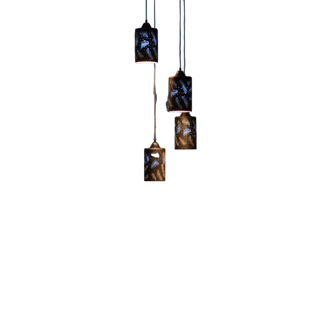 Midnight Feather Pendant Chandelier