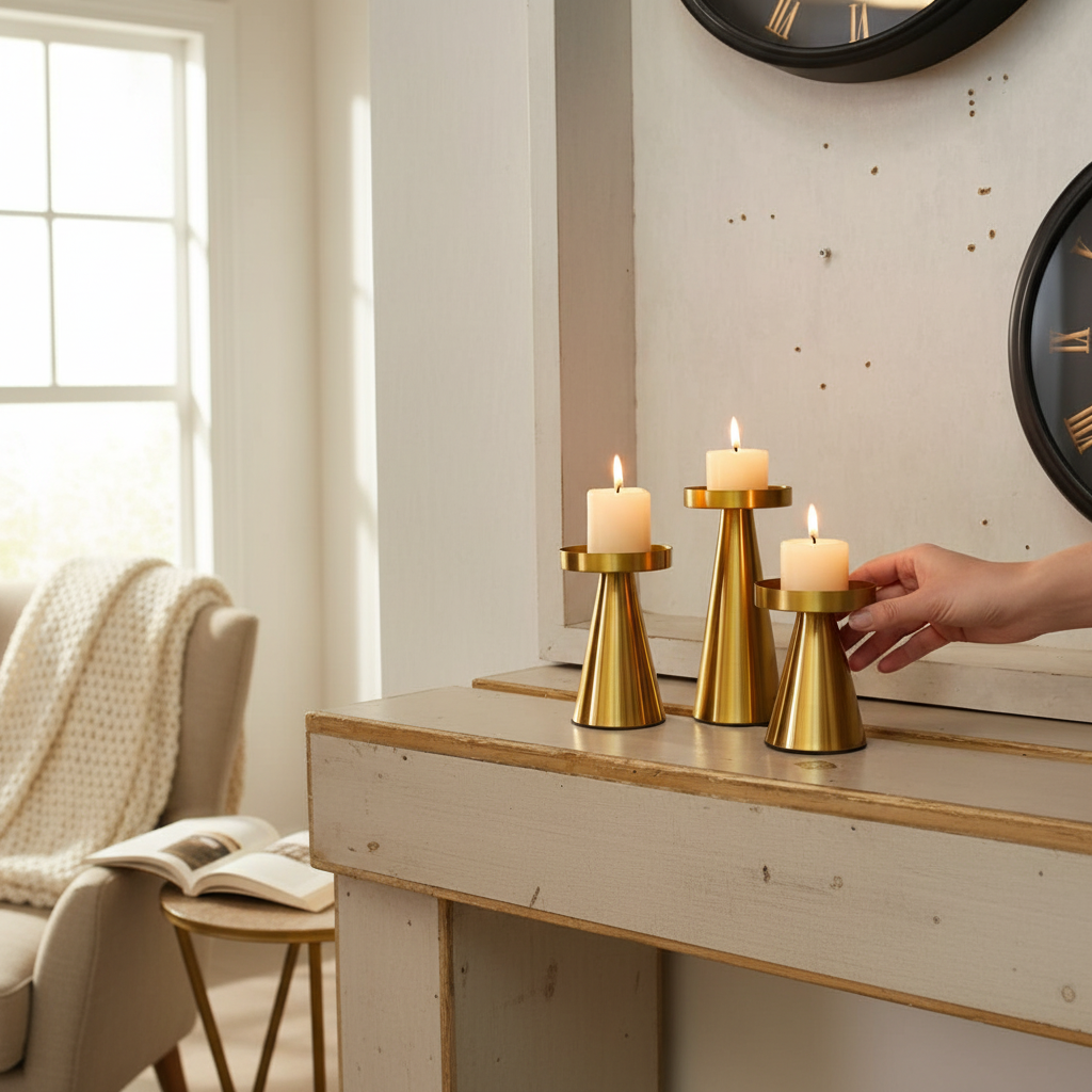 Glow Metallic Lotus Candle Stand