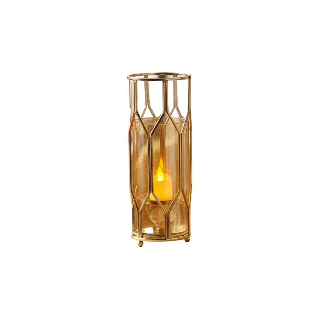 Celestial Bloom Glass & Brass Candle Stand