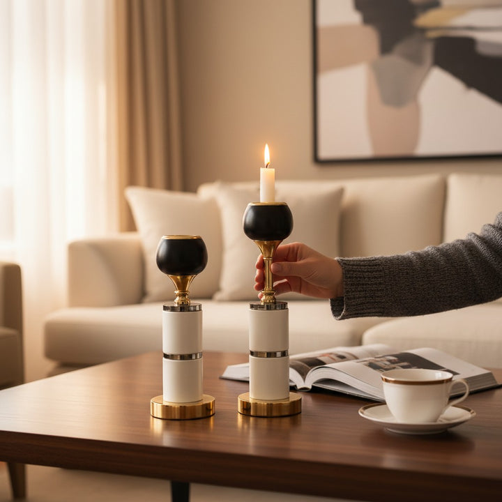 Château Glow Crystal & Brass Candle Pillar