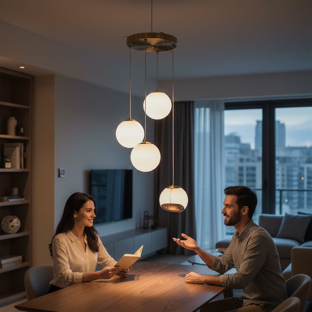 Luna Orbit Glass Bowl Chandelier
