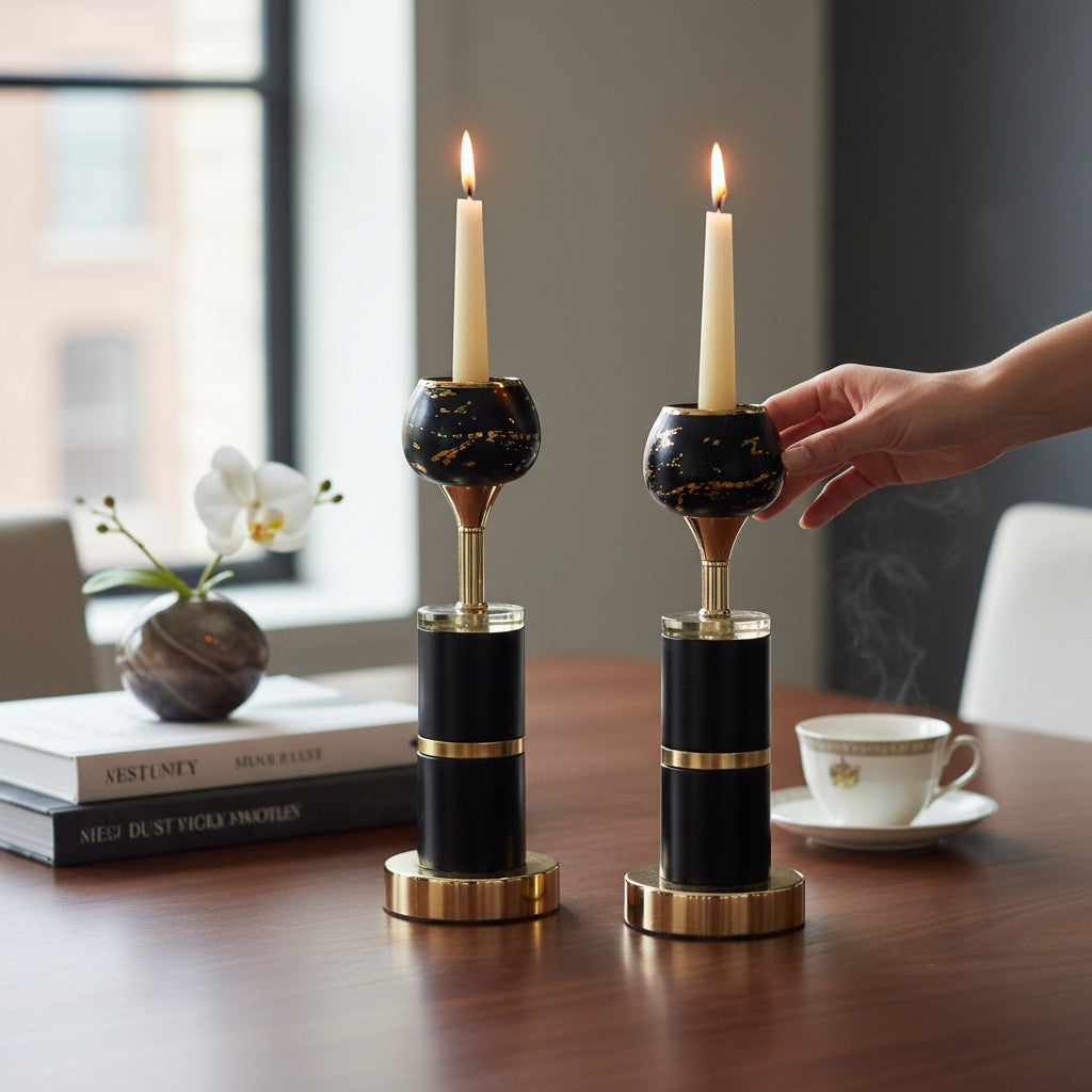 Vintage Radiance Metallic Candle Holder