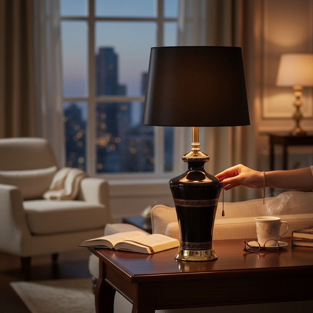 Versace Midnight Glass Side Table Lamp
