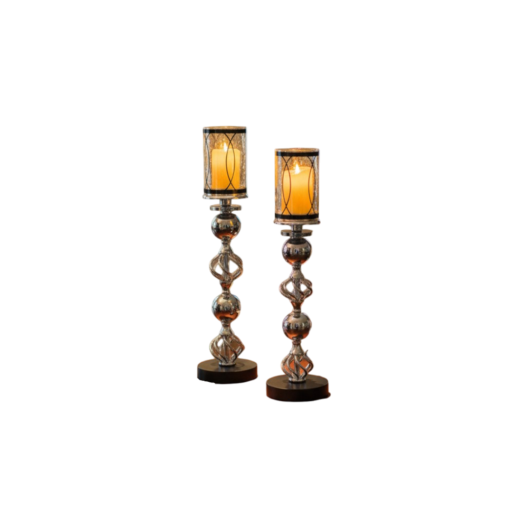 Hotel Luxe Silver Metallic Candle Stand