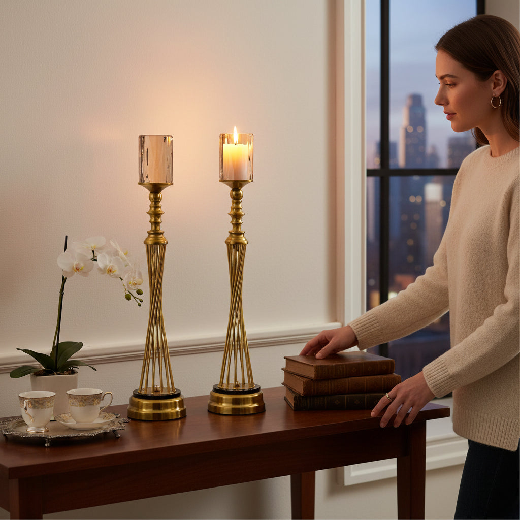 Golden Spiral Luxe Candle Holders
