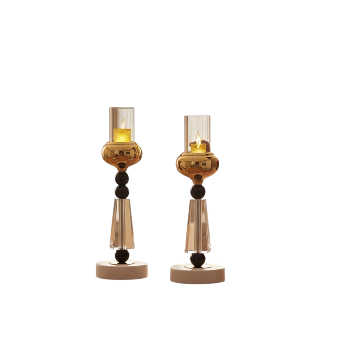 Luna Noir Crystal Candle Holders
