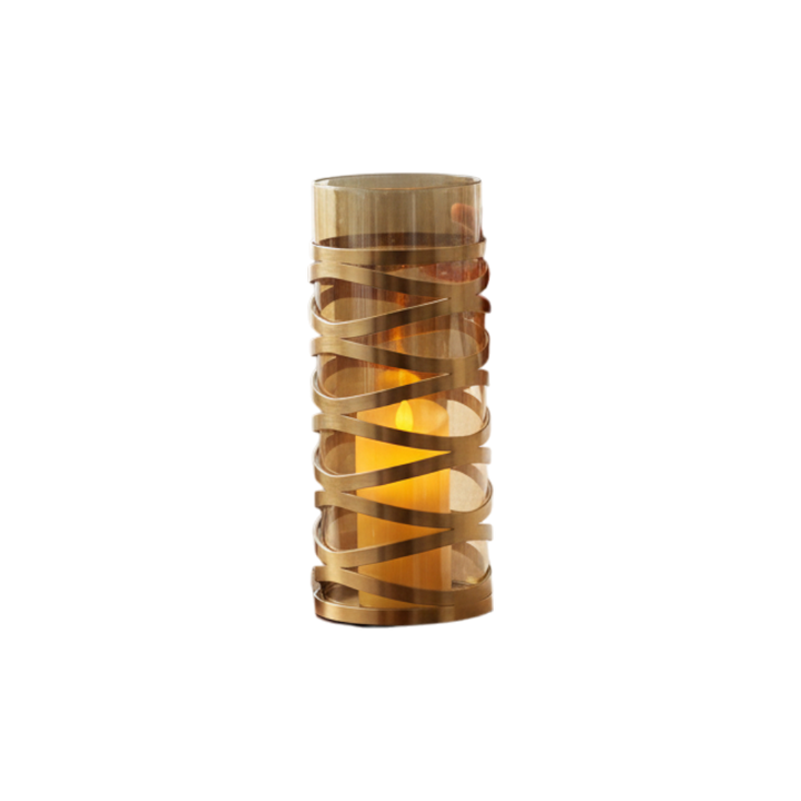Sculpted Brass & Crystal Glass Candle Stand