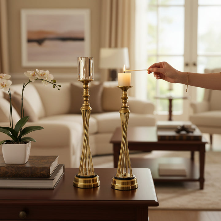 Golden Spiral Luxe Candle Holders