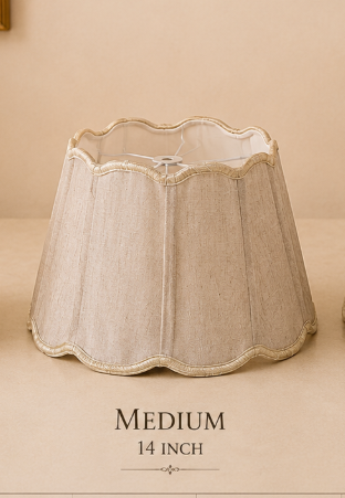 Scalloped Linen Fabric Lampshade Pair