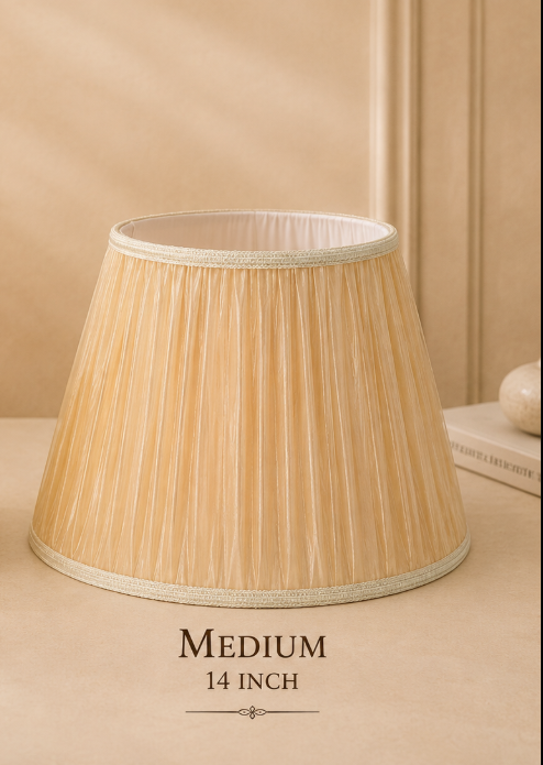 Pleated beige Fabric Lampshade Pair