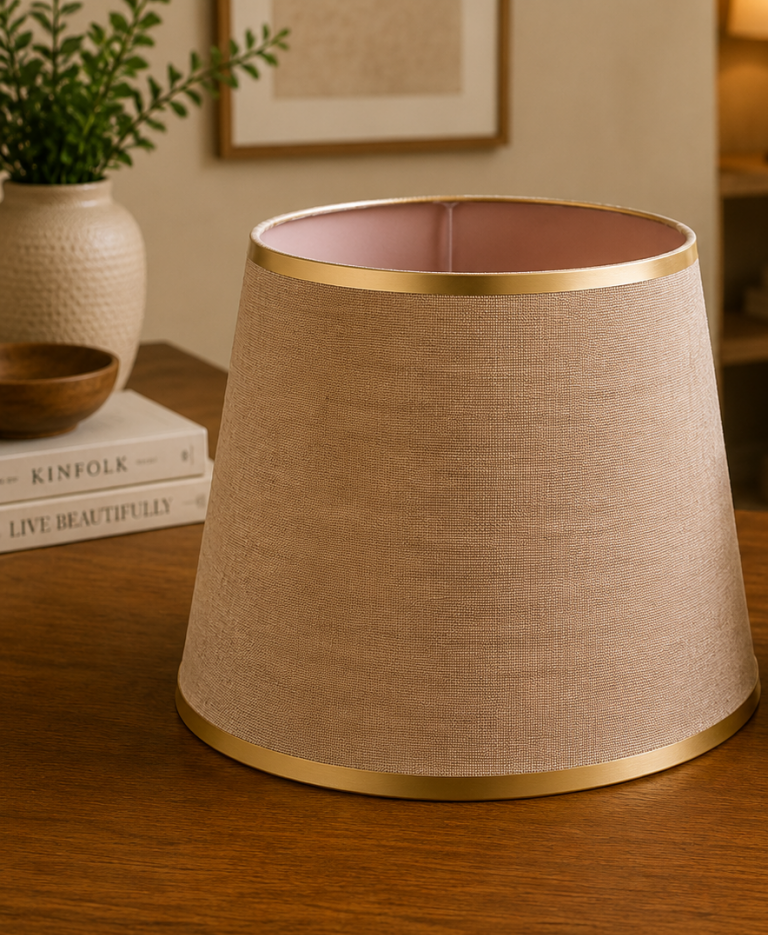 Beige Linen Fabric Lampshade Pair