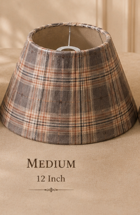 Plaid Fabric Umbrella Lampshade pair