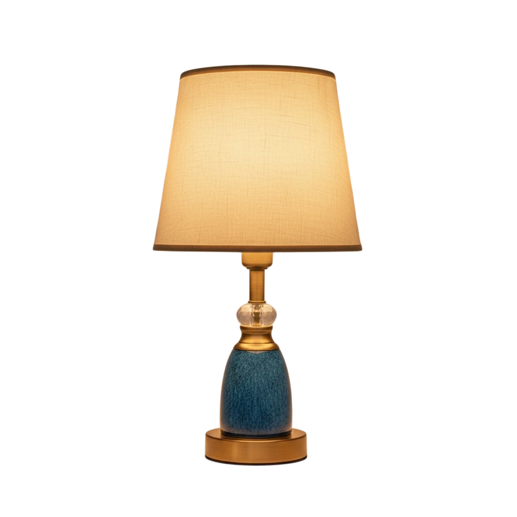Elora Ceramic Blue Brass Table Lamp