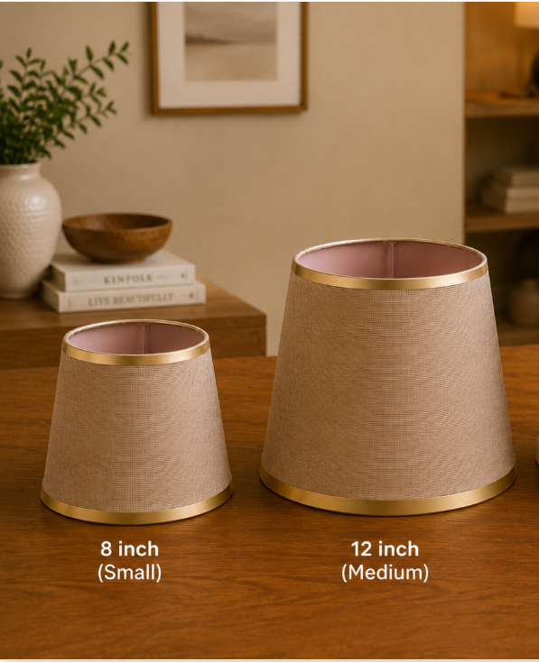 Beige Linen Fabric Lampshade Pair