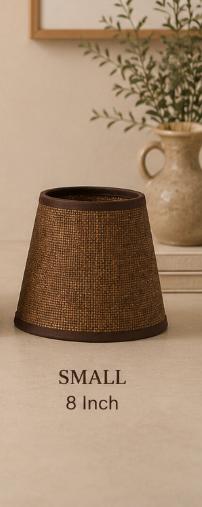 Brown Woven Fabric Lampshade pair