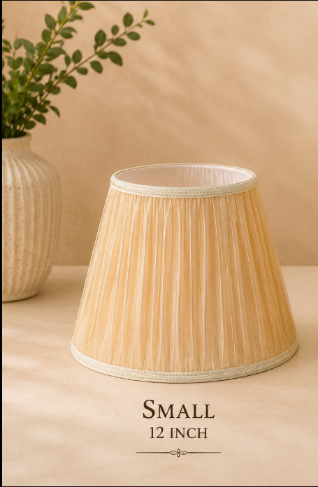 Pleated beige Fabric Lampshade Pair