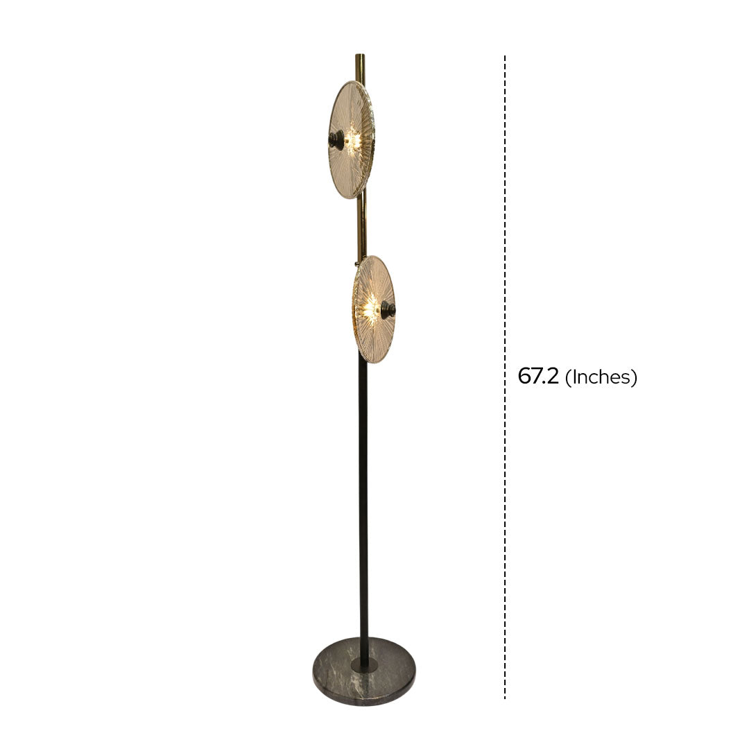Noir Gleam – Black Crystal & Brass Floor Lamp