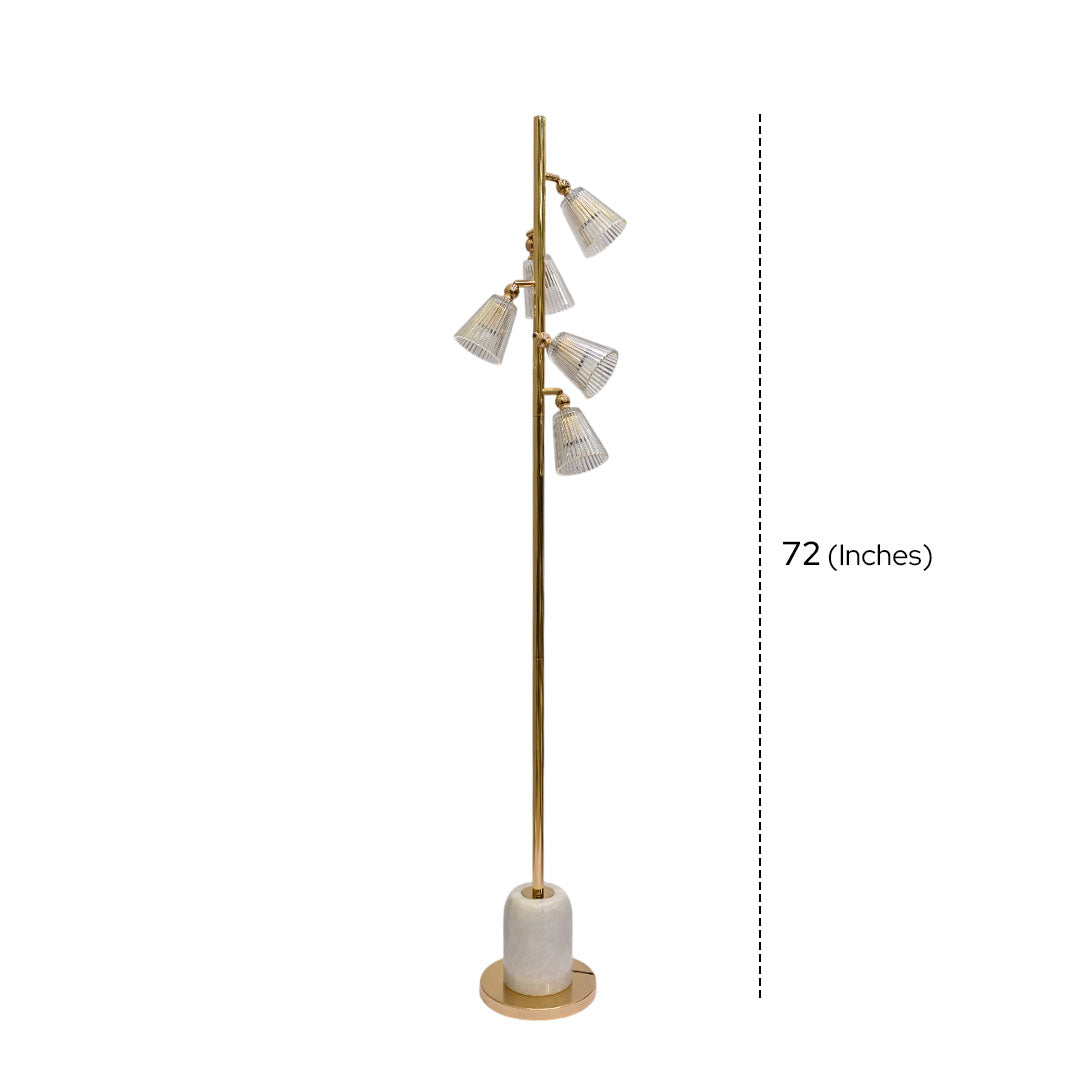 Luminous Frost – White Crystal 5-LED Floor Lamp