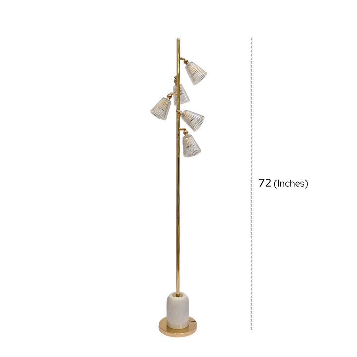 Luminous Frost – White Crystal 5-LED Floor Lamp