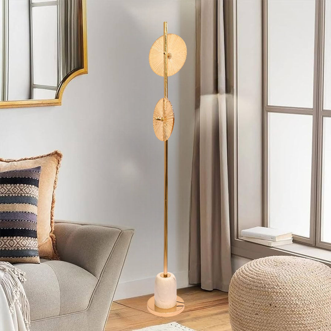 Noir Gleam – Gold Crystal & Brass Floor Lamp