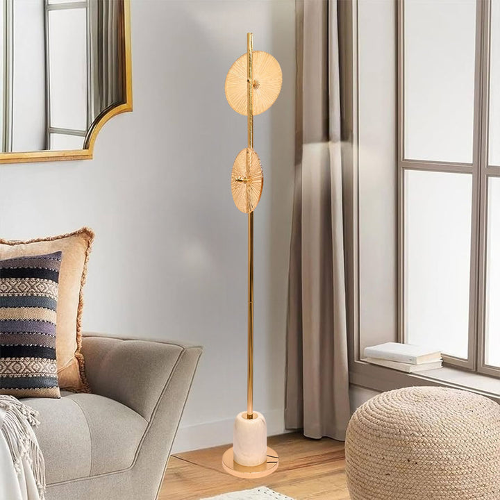 Noir Gleam – Gold Crystal & Brass Floor Lamp